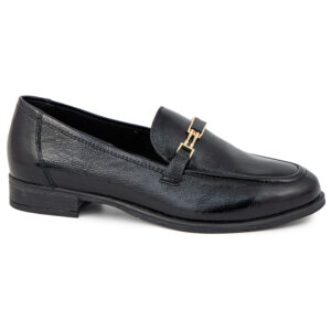 Ragazza Γυναικεία Δερμάτινα Loafers Μοκασίνια 0379 Μαύρο Λουστρίνι